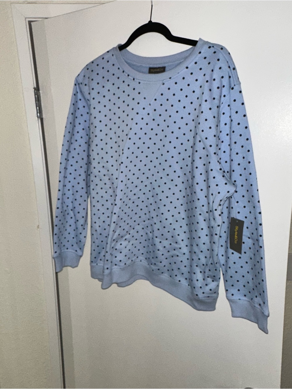 Style & co Polka Dot Crewneck Sweater - Light Blue